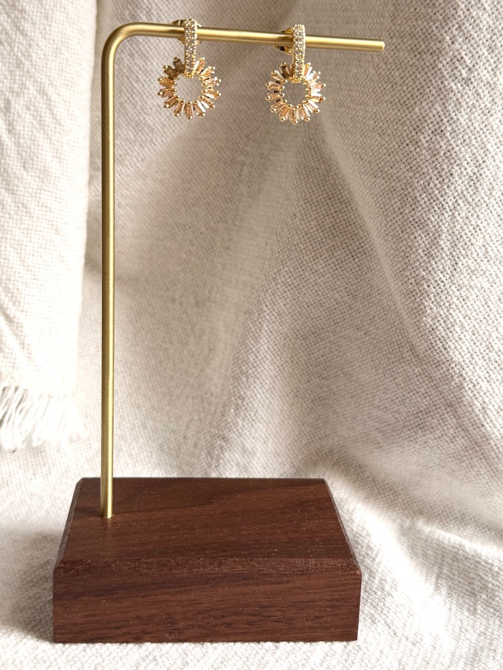 NEW! Gold Plated Champagne Crystal Earrings - Women Jewelry